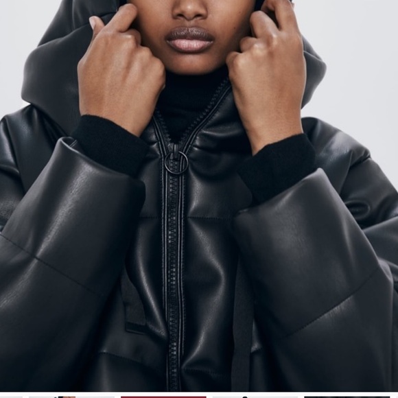 ZARA Faux Leather Puffed Jacket - Picture 6 of 9